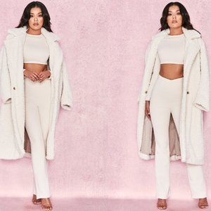 RARE HOUSE OF CB 'Bear' Milk White Faux Fur Sherpa Coat NWOT